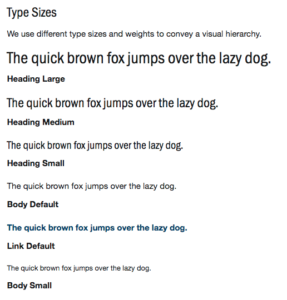 type sizes