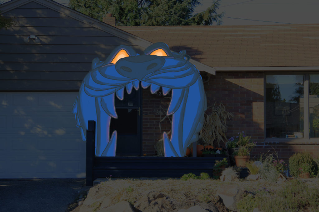 The Cave of Wonders Halloween porch decorations sketched in Photoshop
